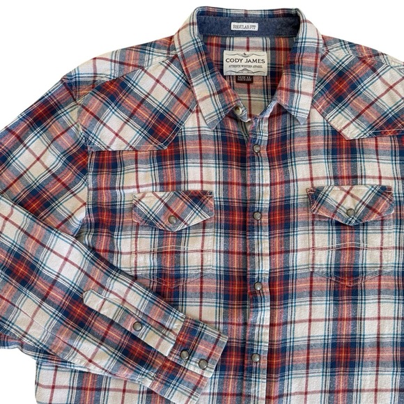 Cody James Other - Cody James XL Regular Fit Red‎ Plaid Long Sleeve Button Snap Men's Flannel Shirt